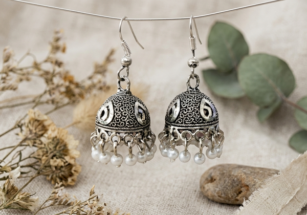 Oxidized Silver Jhumki