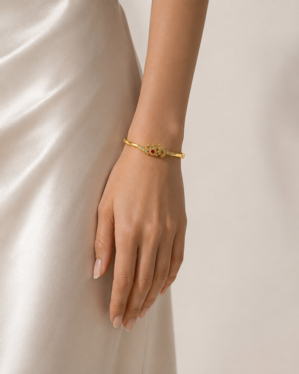 Ruby And CZ Studded Bracelet
