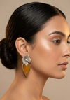 Lotus Leaf Design Earring with Monalisa Stone