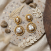 White Gold Tone Handcrafted Earrings with Pearl