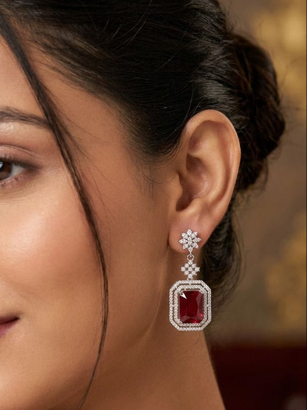 AD Sapphire & Cubic Zirconia Studded Drop Earrings