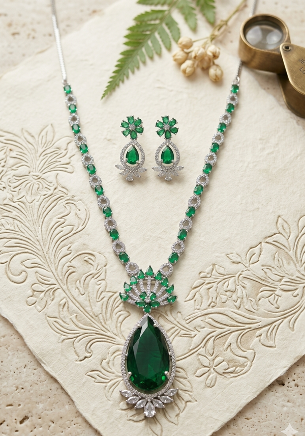 Long Neck Zircon/AD Necklace Set