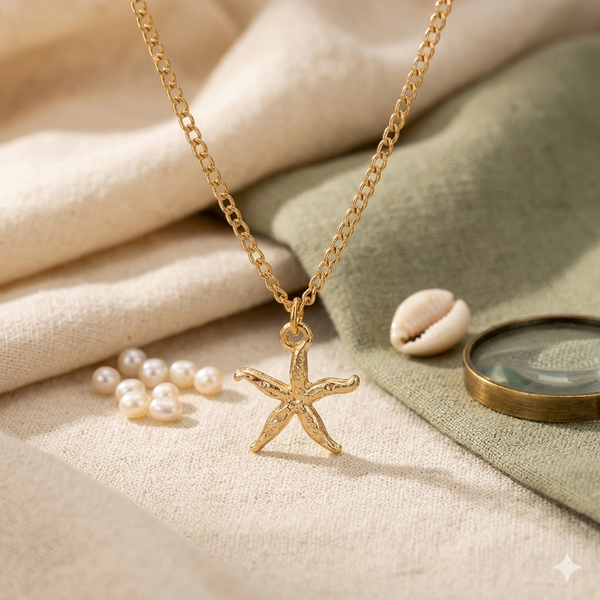 Star Fish Design Rose Gold Pendant Chain