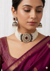 Meraki Gorgeous Pearl Nacklace Set with Kundan Stone