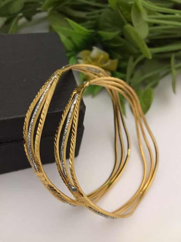 Two Tone Gold Layered Bangles