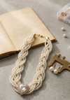 Pearl Braid With Heart Necklace Set
