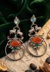 Oxidized Cow Shaped Long Earring