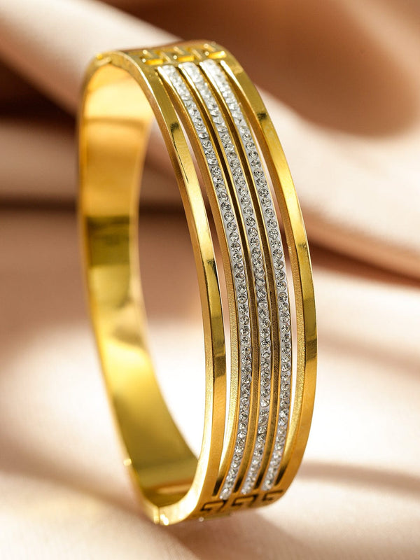 Diamond Studded Broad Anti-Tarnish Bracelet