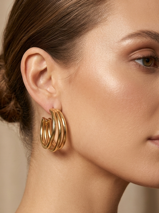 Trendy Viral Triple Hoop Earrings