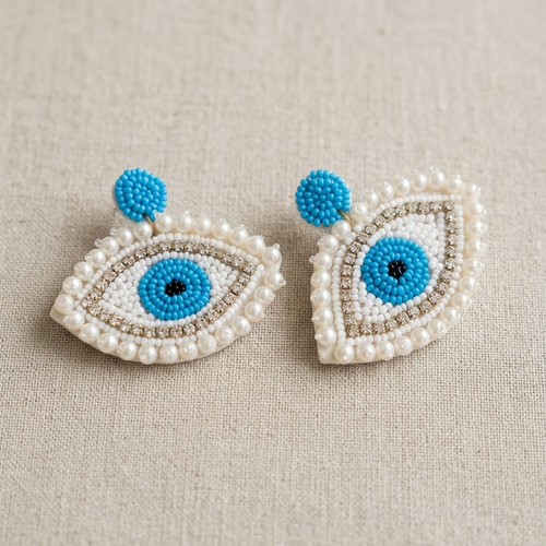 Beautiful  Evil Eye Beaded Drop Earrings