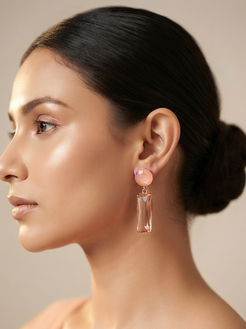 Clear Glass Long Stone Earrings