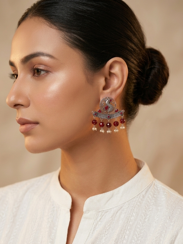 Dangling PeacockOxidized Earrings
