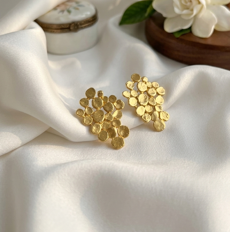 Gold Cluster Stud Earrings