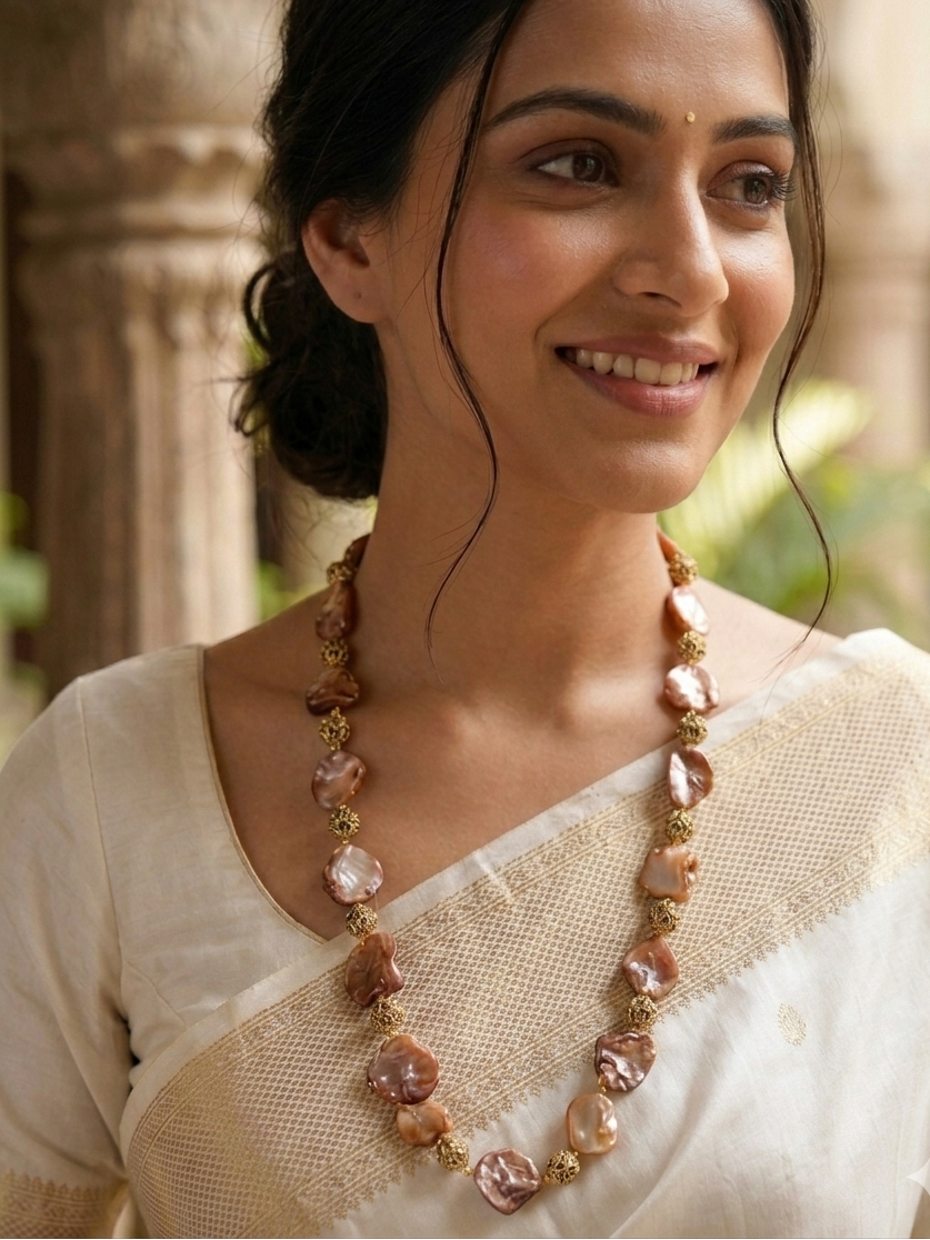Stylish Colored Pearls Ethnic Mala