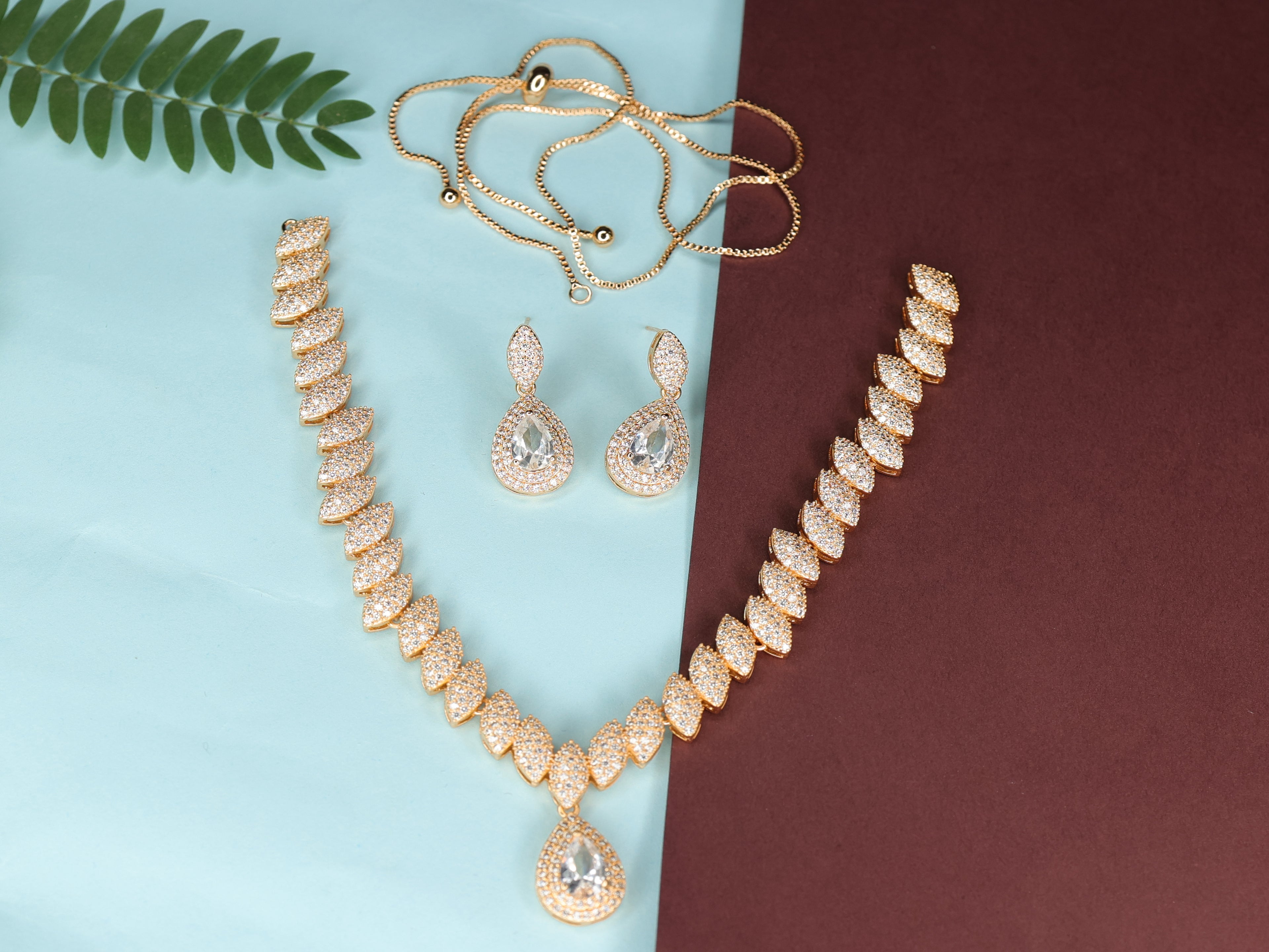 American Diamond Necklace Set with Earrings