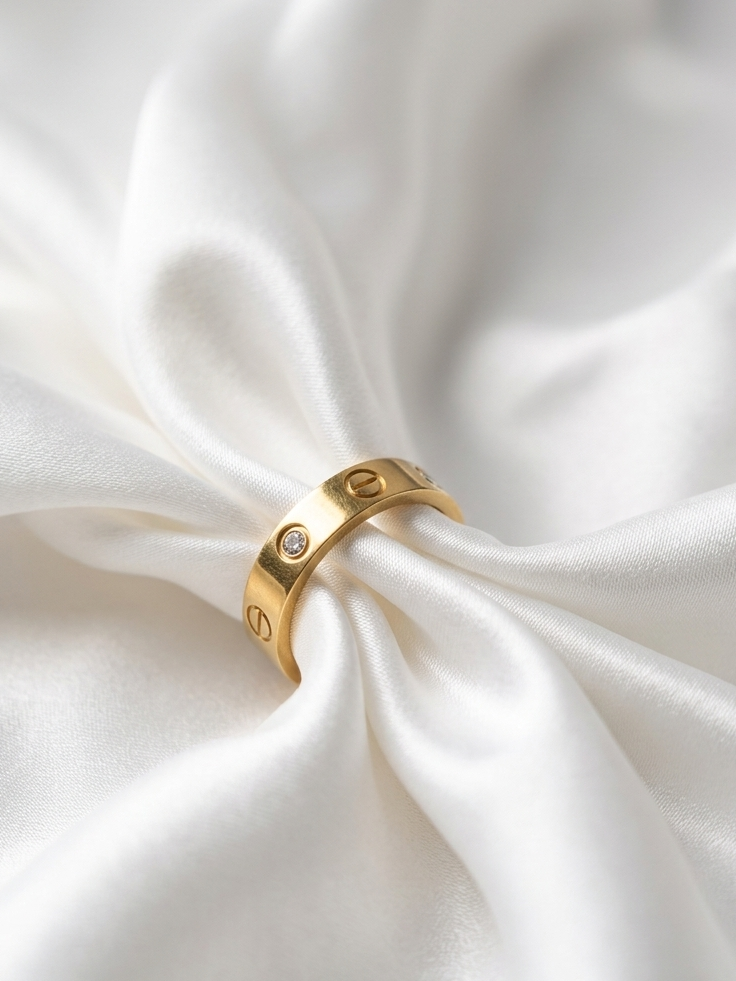 Meraki Gold Plated Love Ring