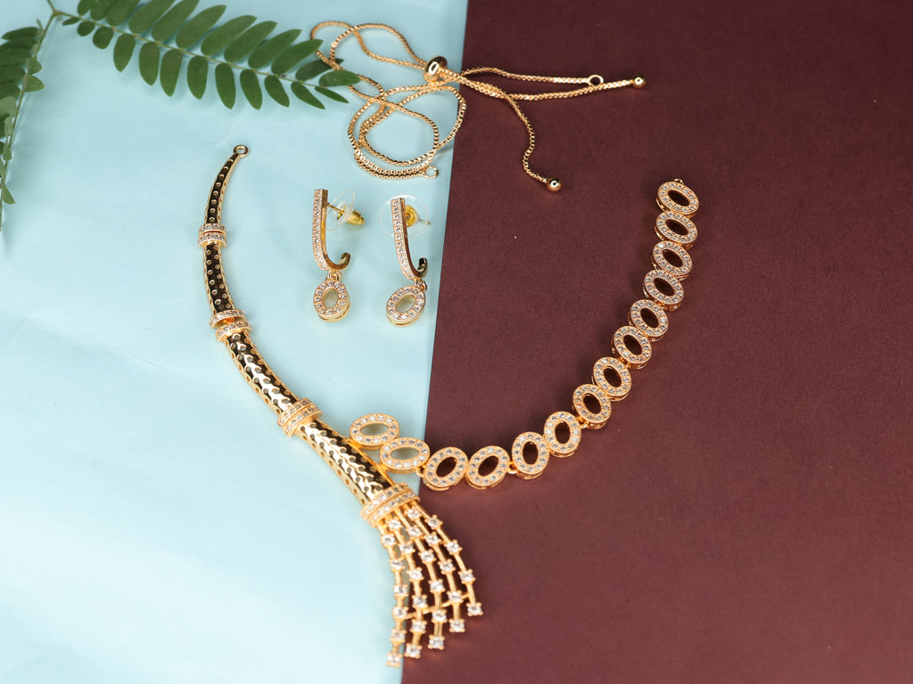 Rose Gold AD Stone Choker Set