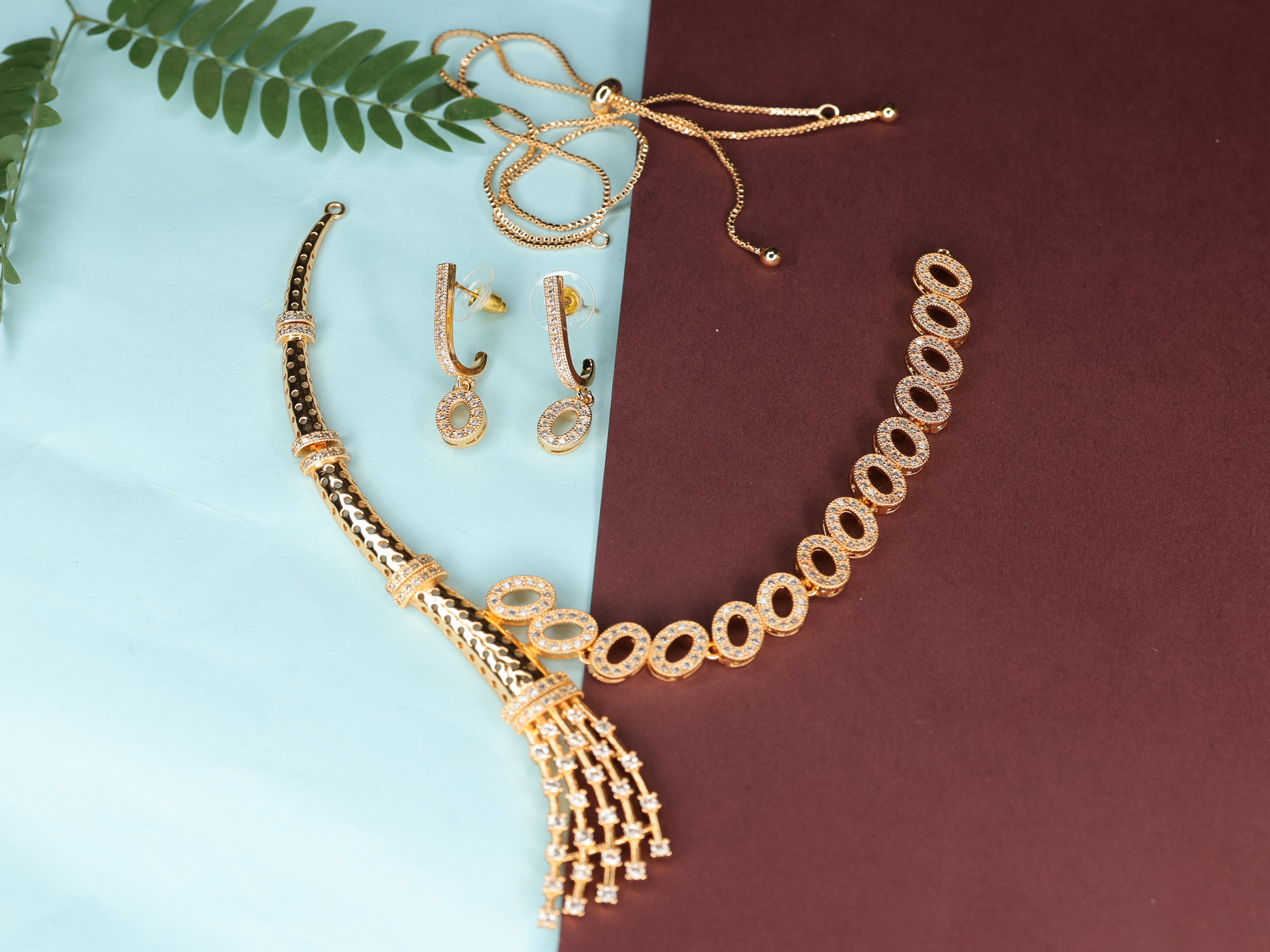 Rose Gold AD Stone Choker Set