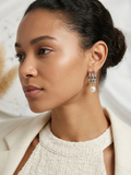 Multi Layer Hoop Silver Pearl Drop Earrings