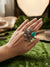 Multicolor Indian Fusion Oxidized Adjustable Ring