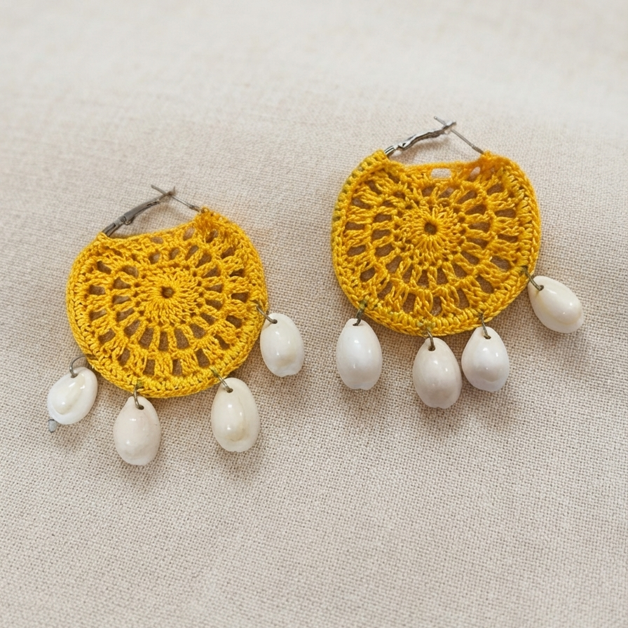 Thread Work Handmade Shell Earrings
