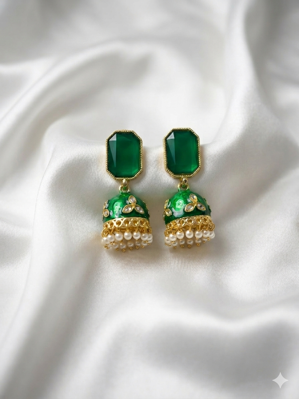 Traditional Meenakari Kundan Jhumka
