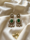 Green Stone Stylish Kundan Earrings
