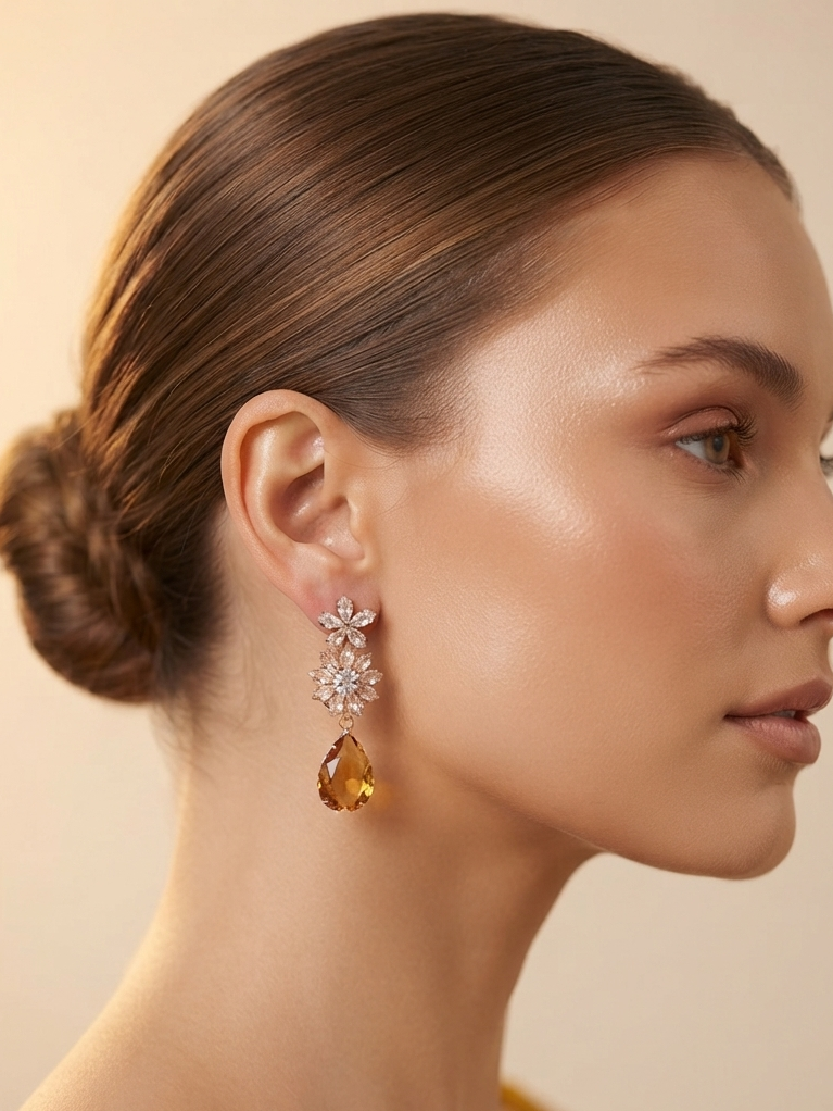 Traditional Crystal Stone Earring