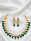 Meraki Kundan Set with Green Beads On Back Minakari Work