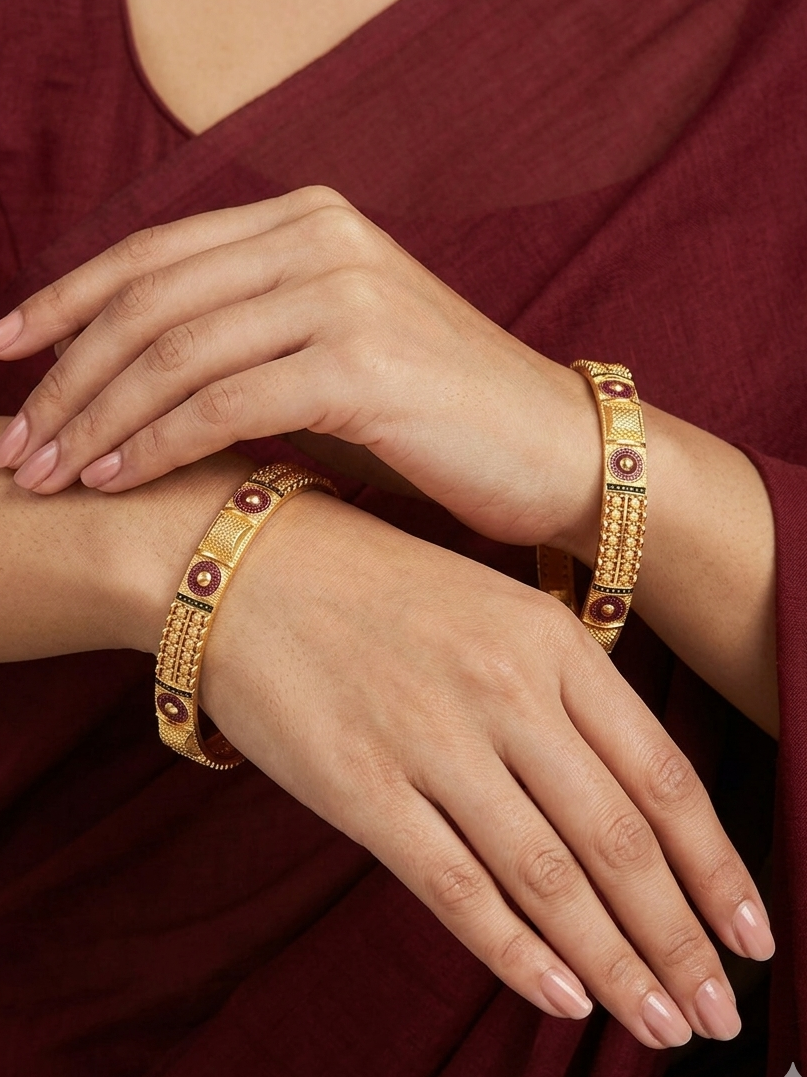 Rajwada Style Gold Plated Kada Bangle