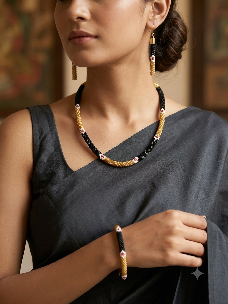 Dual Shade Seed Beads Necklace Sets