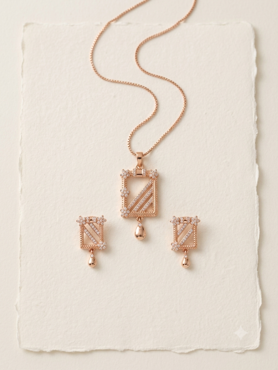 Zircon Chain Locket Set