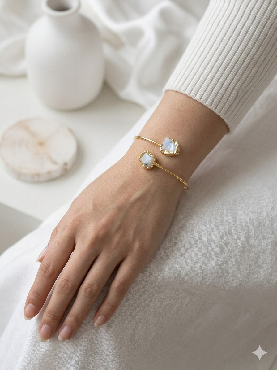 Charming White Gem Stone Brass Brecelet
