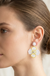 White And Yellow Beaded Fancy Earrings
