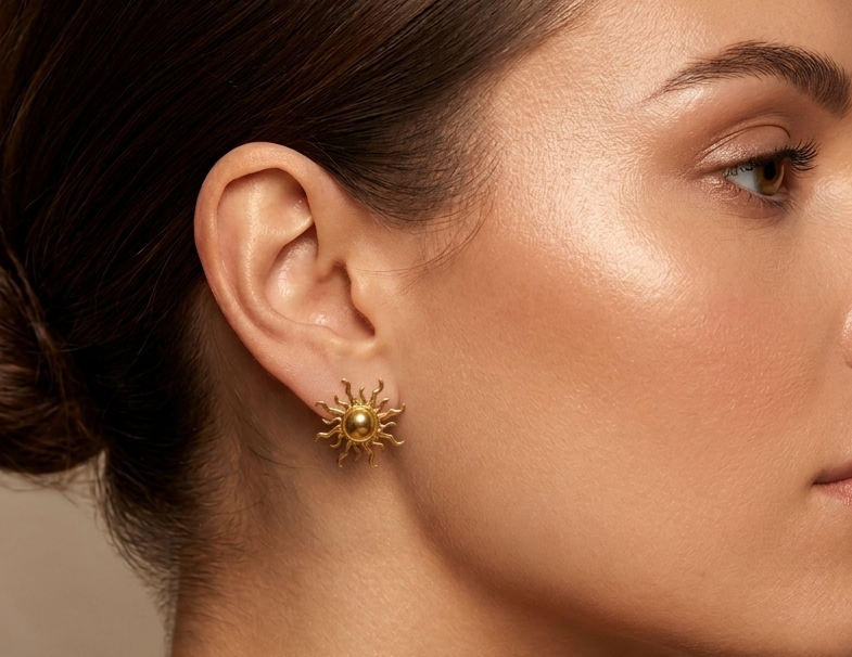 Sun Gold Plated Stud Earrings