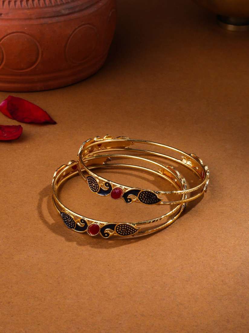 Peacock Design Gold Plated Bangles