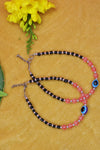 Colorful and Black Beads Silver Anklet