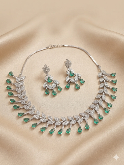 Aqua Blue American Diamond Choker