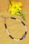 White and Black Beads Anklet