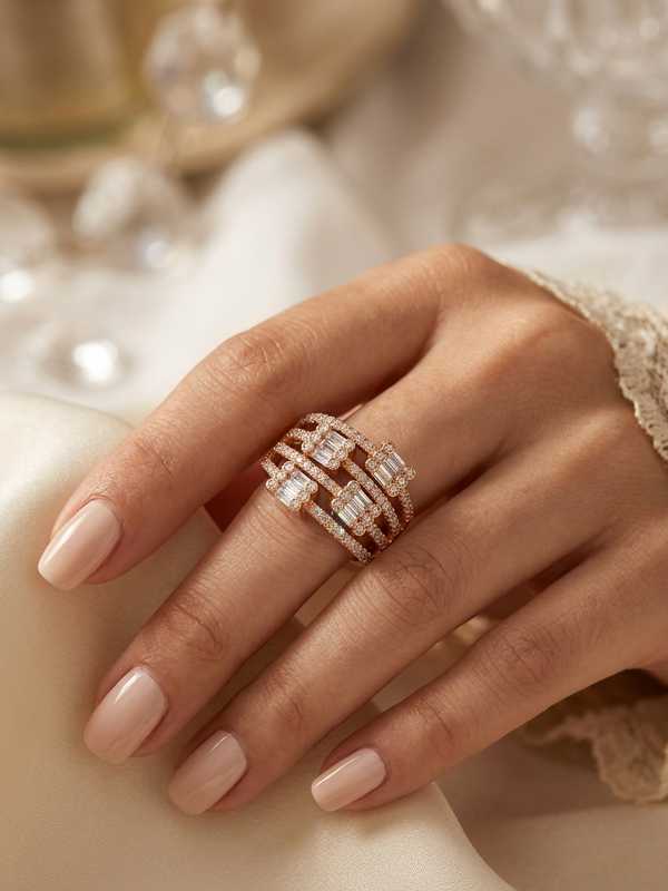 Baguettes and Round Diamond Ring