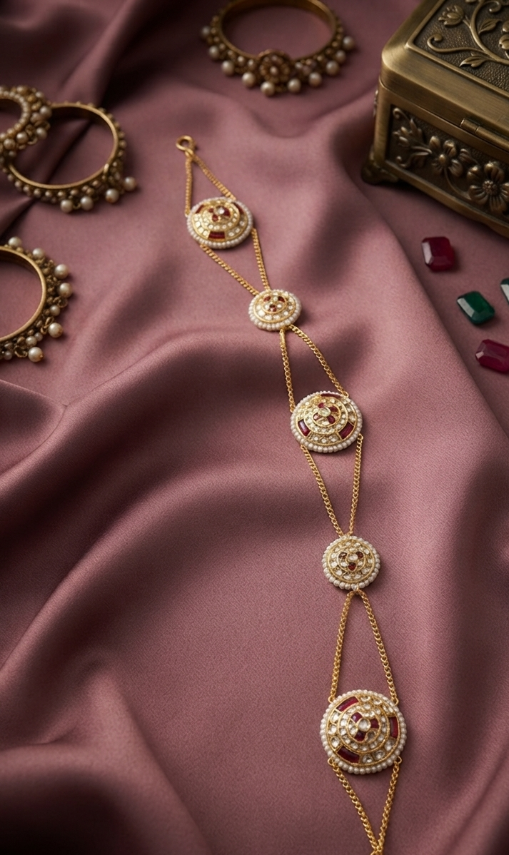 Gold Plated Diamond Studded Mathapatti