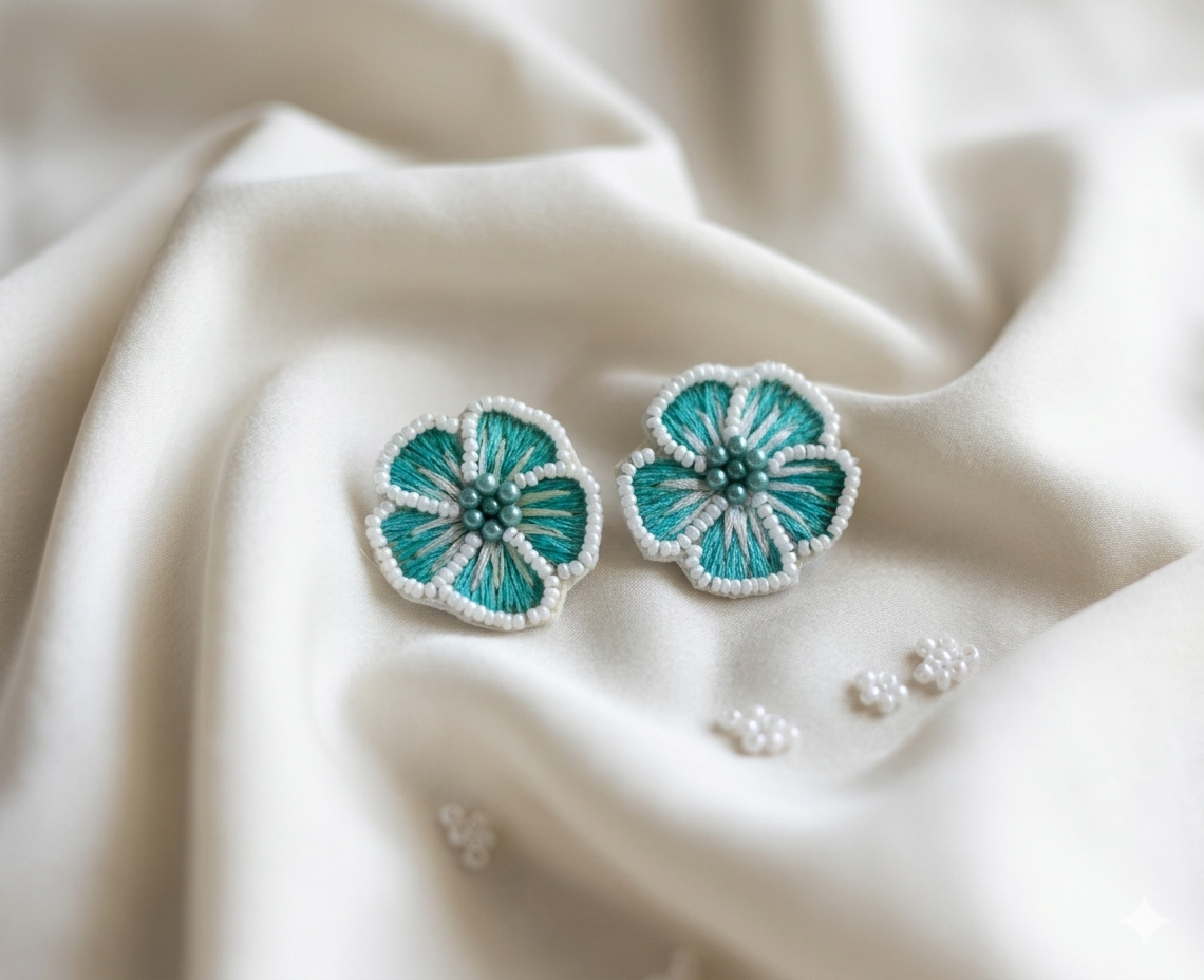 Flower Design Beaded Earrings