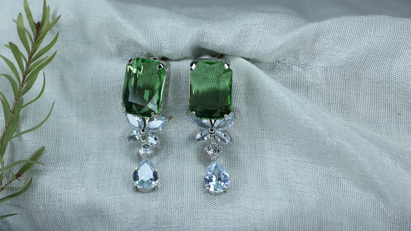 Rectangular Diamond Studded Earrings