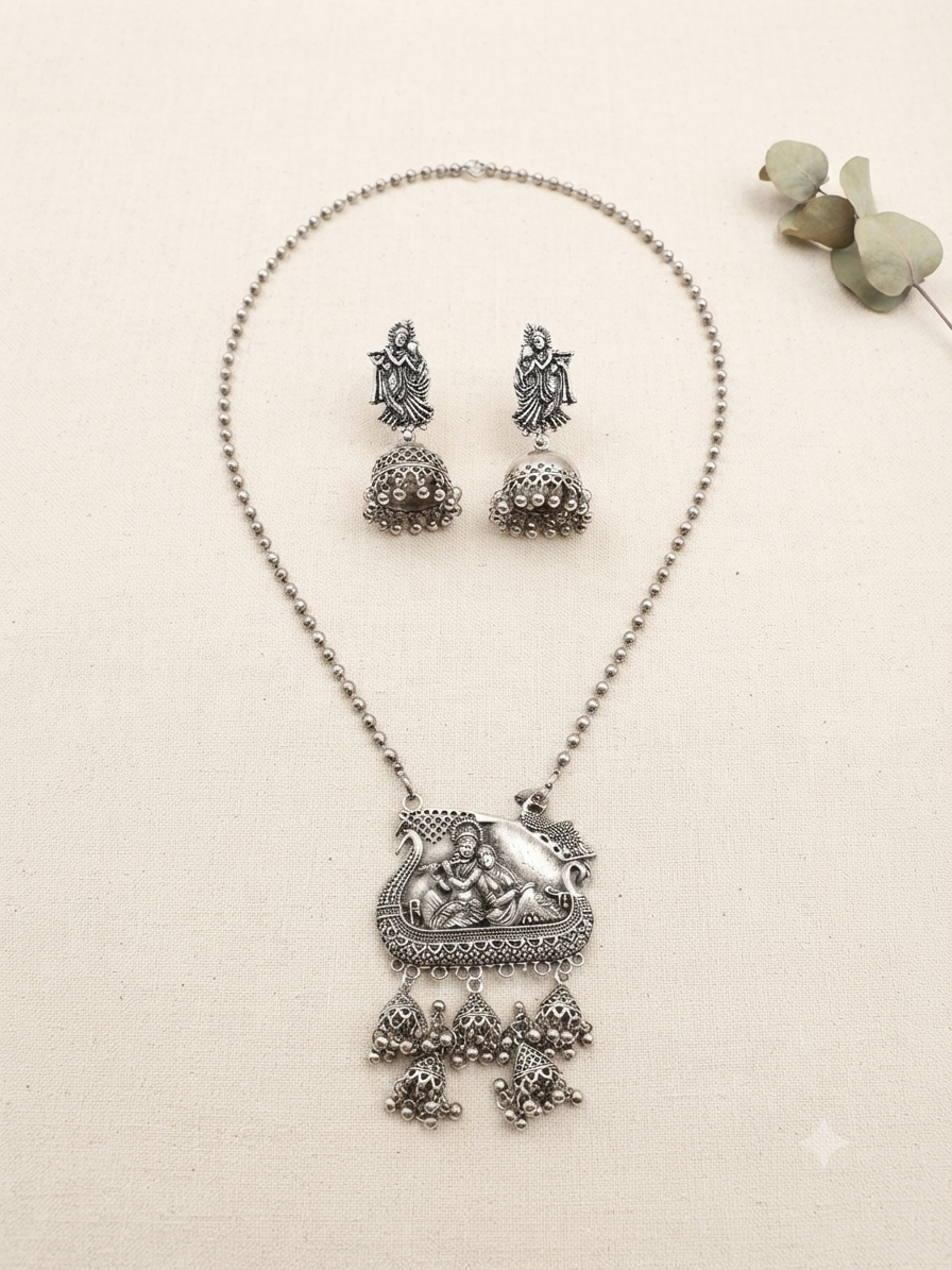 Radha Krishna Long Chain Necklace Set