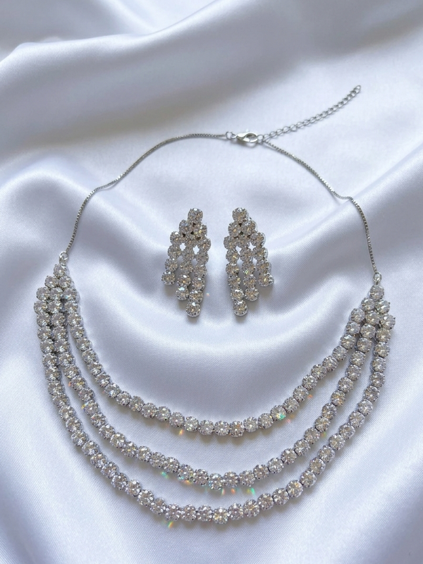 Three Layer Stunning Diamond Necklace