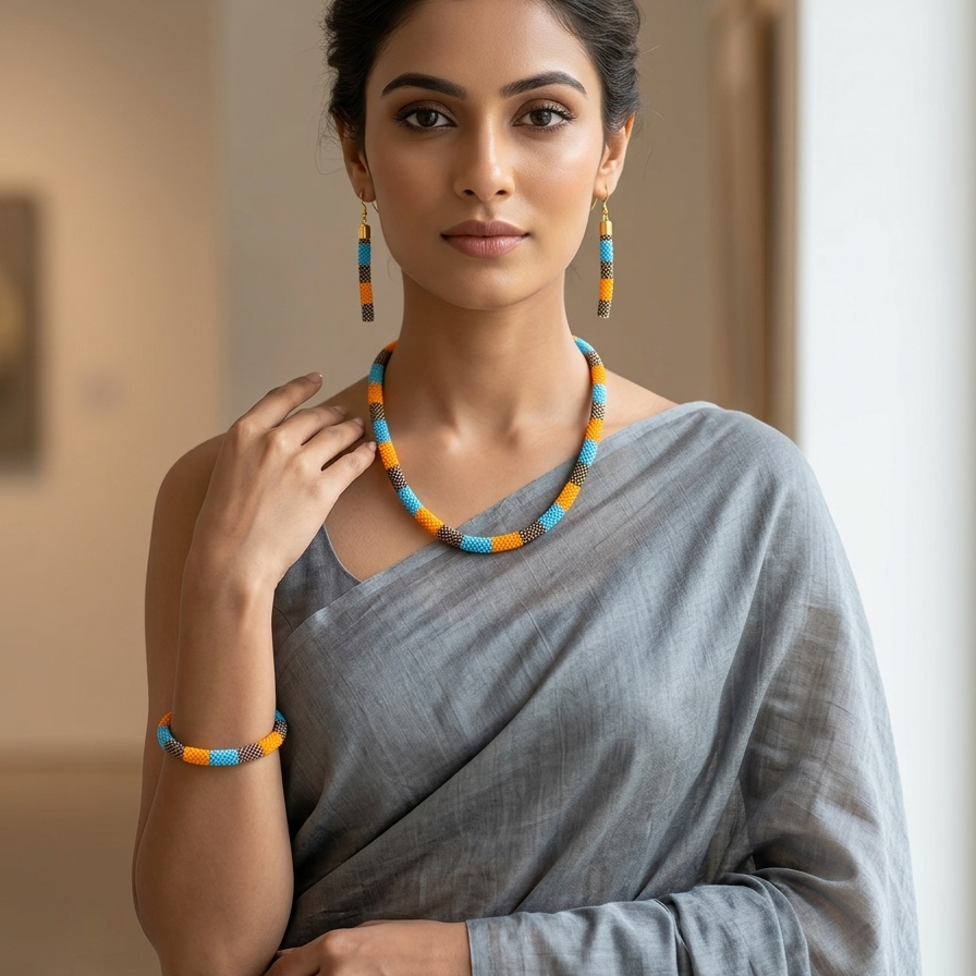Dual Shade Seed Beads Necklace Sets
