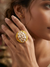 Meraki Trends GoldPlated Yellow Colour Round Shaped Stone Ring