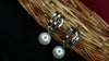 Multi Layer Hoop Silver Pearl Drop Earrings