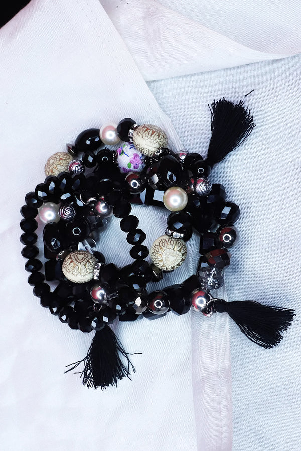 Multi-Layer Black Beads Bracelet