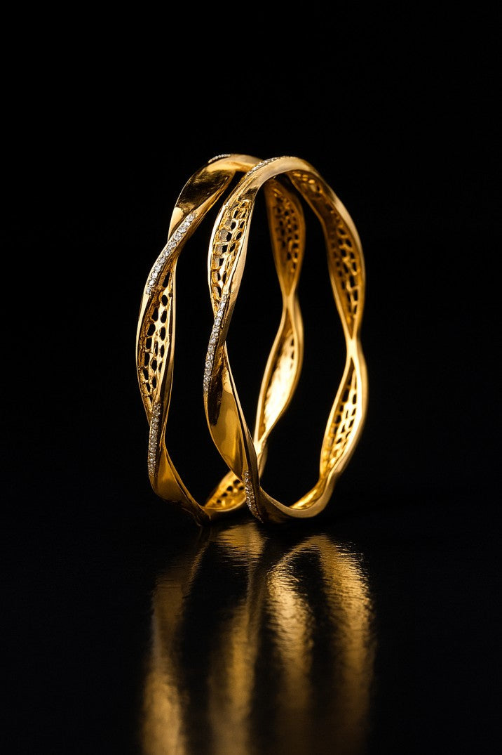 Gold Plated Diamond Studded Bangles